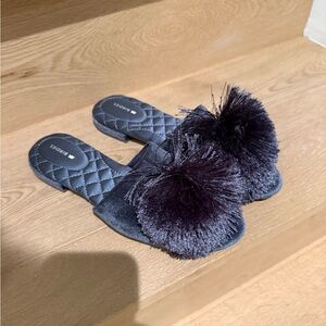 Birdies Midnight Black Pom-Pom Loafers
